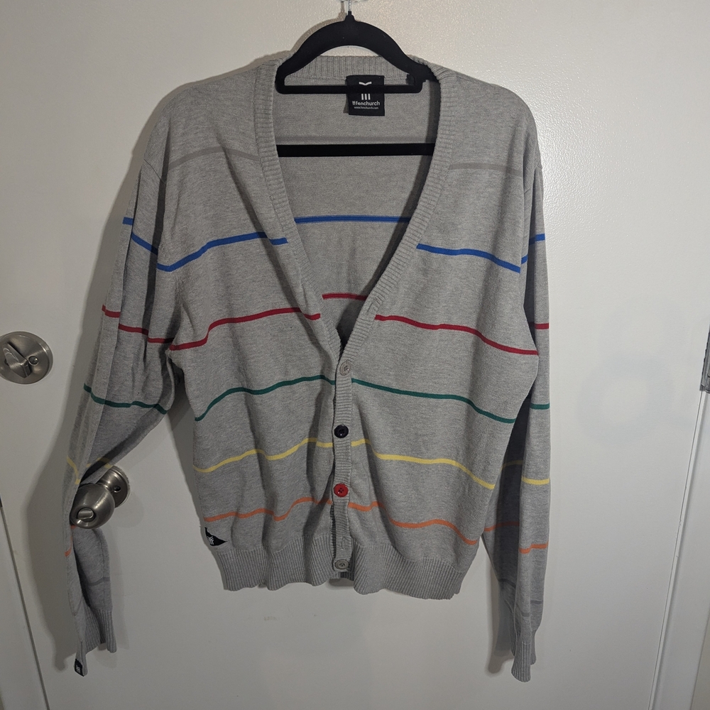 🔥 Fenchurch Grey Cardigan with Multi-coloured Stripes